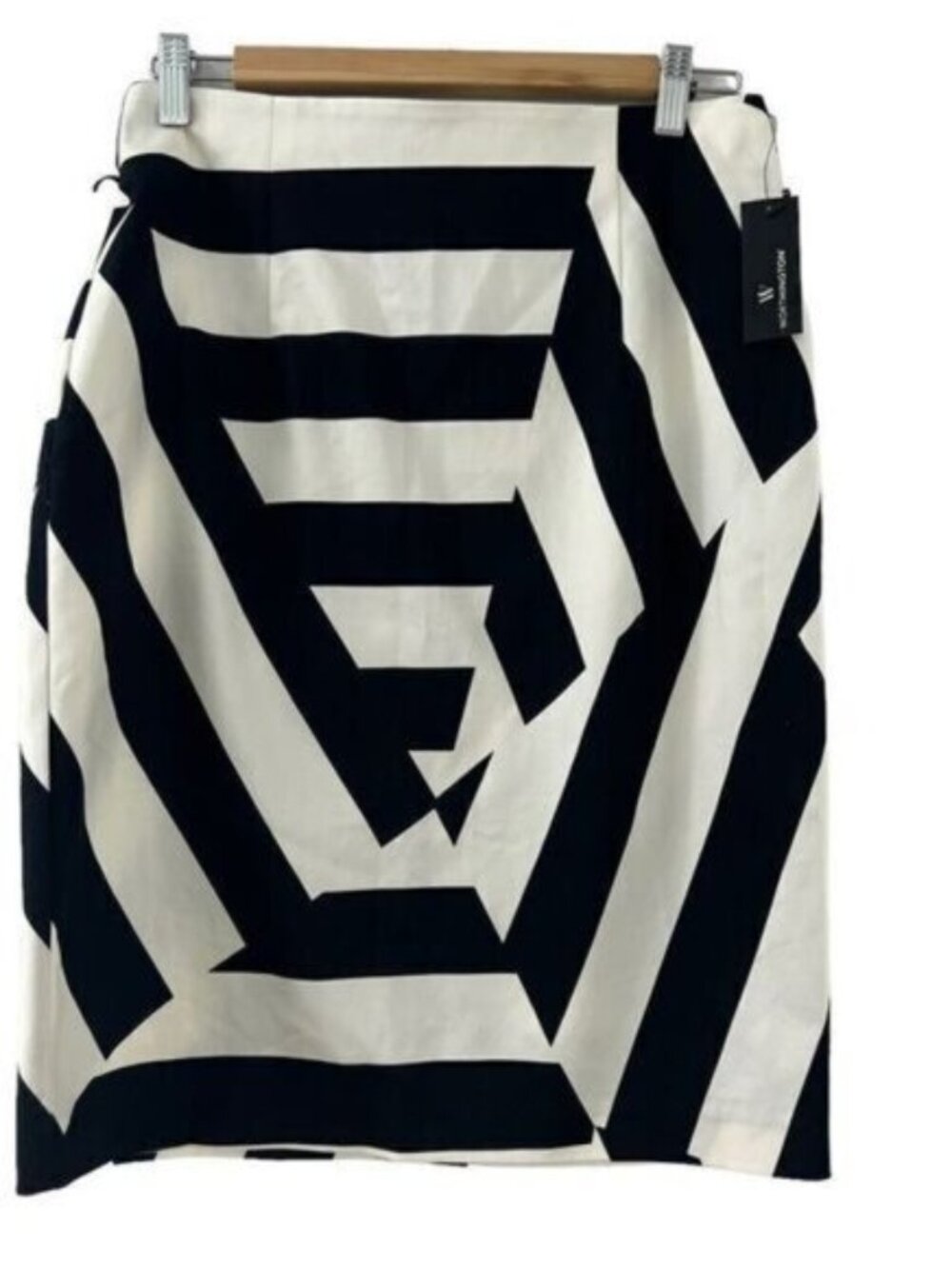 Black and White Geometric Striped Skirt